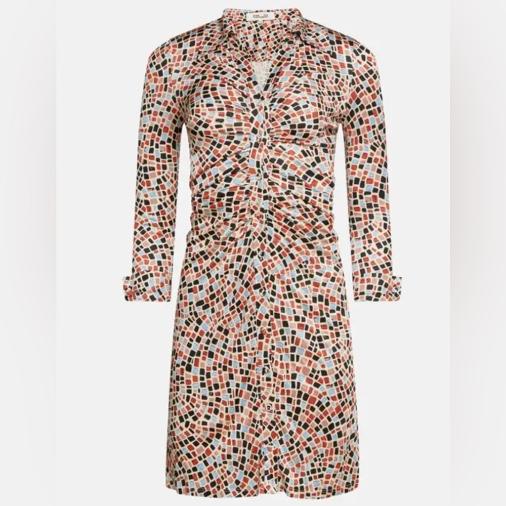 Diane Von Furstenberg Black and Orange Mosaic Dress